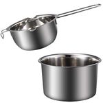 EXCEART 1 Set Double Boiler Pot Melting Pot with Heat Resistant Handle Stainless Steel Chocolate Pot for Melting Chocolate, Candy, Candle, Soap and Wax