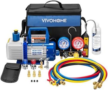 VIVOHOME Upgraded 5CFM 1/3 HP 1-Stage HVAC Vacuum Pump and 4 Way AC Manifold Gauge Set with Leak Detector 5ft Hoses for R134a R12 R22 R502 R410a, Mini Split & Car Air Conditioner Maintenance