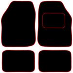 Carsio Universal Car or Van Floor Mats 4PC Set Non Slip Carpet with Red Edging