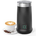 Milk Frother, 4-in-1 Electric Milk Steamer with Warm and Cold Foam Maker, Milk Heater and Warmer Hot & Cold Milk Foamer Maker for Latte Coffee Chocolate (Black)
