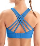 IUGA Sports Bras for Women High Support Large Bust High Impact Womens Sports Bras Strappy Padded Sports Bra Azure