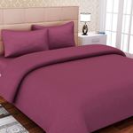 SEJ by Nisha Gupta 200 TC Bedsheet for Double Bed Cotton | Double Bedsheet with 2 Pillow Covers | Bedsheet King Size Bed | Wine