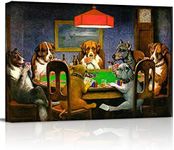 Canvas Print Wall Art - Pokers Dogs Dogs Playing Cards - Wall Decor Modern Artwork Paintings Pictures for Living Room Stretched and Framed Ready to Hang - 12" x 16"