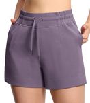 Dragon Fit Womens High Waisted Sweat Shorts Casual Cotton Workout Shorts Drawstring Running Shorts with 2 Pockets Grey Purple