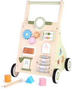 Asweets Wooden Baby Walker Push and Pull Learning Activity Walker Kids’ Activity Toy Multiple Activities Center Develops Motor Skills & Stimulates Creativity(Green)