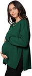 MakeMeChic Women's Maternity T-Shirt Long Sleeve Split Side Pregnancy Tee Tops Dark Green XL