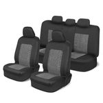 Motor Trend GrandPrix Seat Covers for Cars Black & Charcoal Gray Tire Tread Embossed Car Seat Covers for Automotive Interior Covers for Car Truck Van SUV Full Set Front & Rear