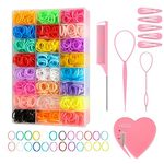 CZZXI 2500pcs Hair Elastics, 24 Color Colorful Small Rubber Bands with Organizer, Topsy Turvy Hair Tool/Hair Tie Cutter Hair Accessories for Girls, Toddlers, Kids