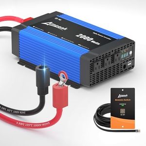 Ampeak 2000W Inverter with Anti-Spark Waterproof Cable Power Inverter Conversion Efficiency 89.37% Inverter 12V to 110V 3AC Outlets Dual 5V/3.1A USB Ports Modified Sine DC to AC Inverter for Vehicles