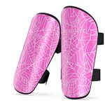 Kids Football Shin Pads Shin Guards Soccer Boys Calf Protective Gear Youth Girls Toddler EVA Cushion Protection Reduce Shocks Injurie for Age 4 5 6 7 8 9 10 11 12 (M, Pink)