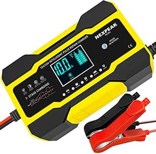 10-Amp Car Battery Charger, 12V and 24V Smart Fully Automatic Battery Charger with Temperature Compensation for Car Truck Motorcycle Marine Lead Acid Batteries