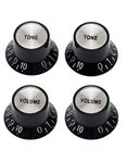 Metallor Electric Guitar Top Hat Knobs Speed Control Knobs 2 Volume 2 Tone Compatible with Les Paul LP Electric Guitar Parts Replacement (Black)