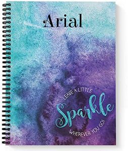 Sparkle Personalized Motivational Notebook/Journal, Laminated Soft Cover, 120 pages of your selected paper, lay flat wire-o spiral. Size: 8.5” x 11”. Made in the USA