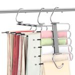 Utopia Home 2 Pack Pants Hangers Space Saving - Clothes Hanger with Stainless Steel Hook & Anti-Slip Design - Closet Organizer for Jeans, Trousers, Skirts, Scarf & Slacks (Grey)