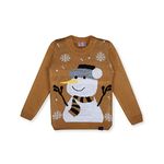 Knitco Boys Woolen Acrylic Sweater Snowman Regular fit Full Sleeves (6-12 Months) Skin