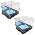 Katai - Set of 2 Crystal Clear Hat Display Cases - UV Resistant Acrylic Cap Holder Stand, Perfect for Baseball, Football or Snapback Caps - Complete with Microfibre Cloth