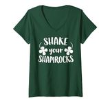 Womens Shake Your Shamrocks T-Shirt St Patrick's Day Shirt V-Neck T-Shirt