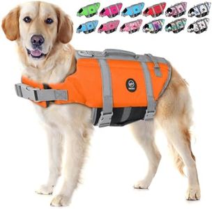 EMUST Dog Life Jackets, Dog Life Vests for Swimming, Beach Boating with High Buoyancy, Dog Flotation Vest for Small/Medium/Large Dogs, S, NewOrange