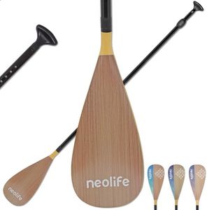 WONITAGO SUP Paddleboard Paddle with Fiberglass Shaft and PP Blade, Floating Adjustable Stand Up Paddle Board Paddle, 170-210 cm/68-84 Inches, Wood Color