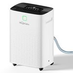 HOGARLABS 100 Pints Dehumidifier for Basement Home, Smart Silent Dehumidifier with Drain Hose, 1.32 Gal Water Tank, Intelligent Humidity Control, 24H Timer, for Large Room Bathroom Bedroom