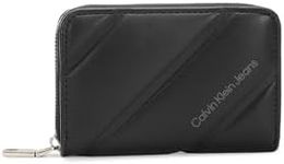 Calvin Klein Women's Quilted Med Zip Around Wallet, Black, One Size, Black, Tek Beden, Casual