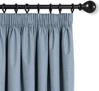 MYSKY HOME Rideau Occultant Blanc Rideau Salon Thermique Isolant Anti Froid Tenture Isolation Lumiere Anti UV Decoration Chambre Maison Intérieurs, Bleu Gris, 2 Pièces, L 140 x H 225 cm