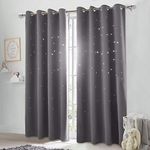 NICETOWN Starry Night Sleep-Enhancing Cosmic Themed Twinkle Curtain for Baby Nursery, Draft Blocking Blackout Curtain Panel (1 Pack, W52 x L84 inch, Gray)