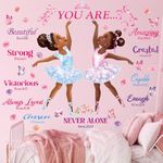 DECOWALL SG2-2319 Black Girl Magic Ballerina Wall Stickers kids nusery wall decals home art baby girls room decor color playroom bedroom pink cute bible verse butterfly inspirational