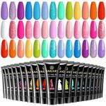 SAVILAND Poly Gel Nail Kit: 20 Colors Nail Extension Gel Kit Bright Rainbow Pink Purple Blue Color Collection Poly Gel for Daily Salon Nail Art DIY Nail Gift