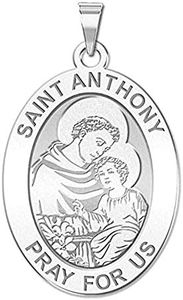 PicturesOnGold.com Saint Anthony Religious Medal Charm Pendant Religious Gifts Protection Jewelry for Men & Women - 2/3 X 3/4 Inch Size of Nickel, 925 Sterling Silver