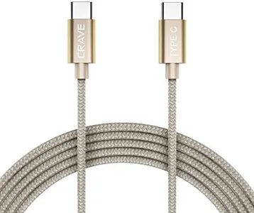 Type C Cable, Type C to Type C Cable - Crave Premium Nylon Braided High Speed 2.0 Cable 3 FT - Gold