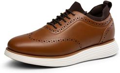 Bruno Marc Men's MaxFlex Dress Sneakers Oxfords Casual Wingtip Brogue Shoes,Size 10.5,Light Brown-Pu,SBOX2326M