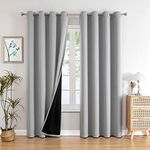 ChrisDowa 100% Blackout Curtains for Bedroom with Black Liner, 2 Thick Layers Total Blackout Thermal Insulated Grommet Window Curtains 72 Inch Length 2 Panels Set (Light Grey, 52 x 72 Inch)