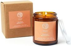 Natural Soy Candle Made in Australia in Amber Jar 150g - 30 Hours Burn Scented Aromatherapy Candle with Gift Box (Orange Bergamot)