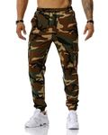 MakingDa Tracksuit Bottoms Men Camo Gym Joggers Cargo Sweatpants Drawstring Multi-Pocket Running Trousers Combat Camouflage Work Pants-Army Green-M-34