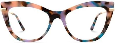 Zeelool Trendy Oversized Acetate Cat Eye Glasses Frame with Clear Lens for Women Indira ZFP0665, Pink-tortoise, Large