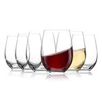 D.M DESIGN·MASTER [6 Pack,18 OZ] - Classic Stemless Wine Glasses, Lead-Free Drinking Glasses, Ideal for Red and White Wine, Cocktail, Juice, Water, Kitchen Glassware, Wedding and Party Gifts.