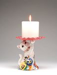 Cosmos Gifts 406-06 Fine Ceramic Cat with Pansy Flowers Design Candle Holder Candy Dish (Candle NOT Included), 5-1/2"H