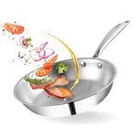 Vinod Platinum Triply Stainless Steel Frypan 18 cm | 2.5 mm Thick | Steel Pan | Scratch Resistant, Non Toxic | 5 Year Warranty | Induction & Gas Friendly, Heavy Bottom