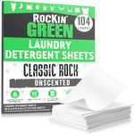 Rockin' Green Travel Laundry Detergent Sheets Unscented - Mess-Free Laundry Sheets Detergent Powerful Cleaning with Sodium Bicarbonate - Easily Dissolvable Laundry Soap Sheets (102 Loads, Unscented)