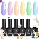 beetles Gel Polish Pastel Gel Nail Polish,6 Colors Macaron Pink Blue Green Yellow Purple Soft Pastel Gel Polish Soak Off Uv Gel Manicure Kit Spring Gel Polish Nail Art Design DIY Home Salon Women Girl