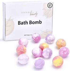 Tranquil Beauty Bath Bombs for Girls Set of 12 - Relaxing, Moisturizing, and Aromatherapy Balls with Shea Butter and Coconut Oil - Lavender Scented - for All Ages - 1.5 in (30g) Each, Gift Pack