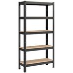 SONGMICS 5-Tier Shelving Unit, Steel Shelving Unit for Storage, Boltless Assembly, for Garage, Shed, Load Capacity 650 kg, 30 x 75 x 150 cm, Black GLR030B21