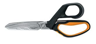 Fiskars PowerArc Stainless Steal Serrated Shears, Heavy-Duty Construction Hardware, 8 in, Orange/Black