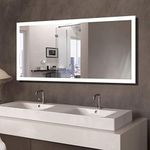 BHBL 55 x 28 in Horizontal Clock LED Bathroom Mirror with Anti-Fog and Bluetooth Function (DK-C-N031-BC)