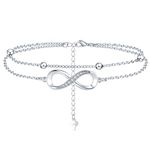 PEEMUXO Silver Bracelet for Women,925 Sterling Silver Bracelet Infinity Bracelet for Women Cubic Zirconia Adjustable Bracelet,Layered Charm Bracelets for Women