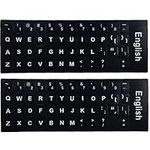 English Keyboard Stickers, 2 Pcs Universal Keyboard Stickers Black Background with White Lettering for Computer Laptop Notebook