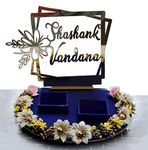 The Bride Made engagement ring platter with acrylic name Of groom and bride | Blue | wedding ring platter | decorative tray | marriage decor | Blue