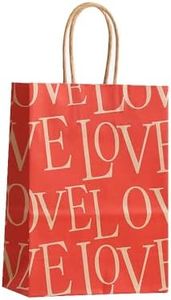 Pack of 12 Party Favor Bags with handle, Kraft Paper gift bags 15×21cm, LOVEly Party Supplies，Red Love Bag for Valentine's Day，Girlfriend's birthday, Goodie Bags, Treat Bags, Shopping Retail Bag(15×21×8cm, Red_Love)