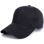 Baseball Cap - Plain Cap Hat Lightweight Adjustable Washed Polo Style Hat Classic Sports Casual Cap Summer Sun Hat for Unisex (Black)